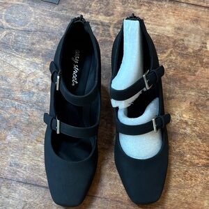 easy street Black Double-Strap Mary Jane Heels